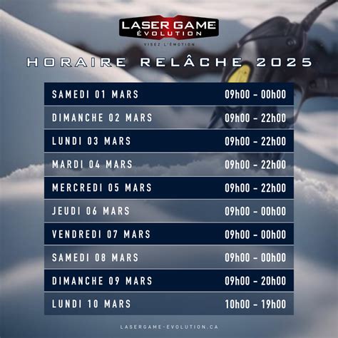 laser game evolution horaire.